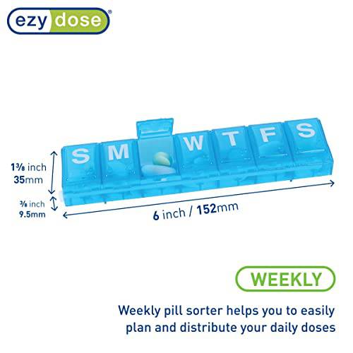 EZY DOSE Locking Weekly (7-day) Pill Planner, Large, Assorted Color, L (Pack of 1)