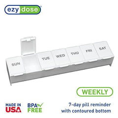 EZY DOSE Weekly (7-Day) Pill Organizer, Vitamin Planner, And Medicine Box, Large Compartments, White, Made in The USA