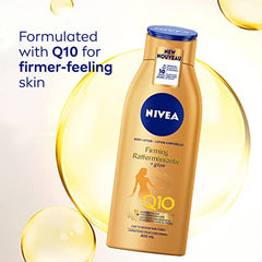 NIVEA Q10 Firming + Glow Body Lotion, 400ml | Firmer-Feeling Skin | Gradual Tanning Lotion without sun exposure