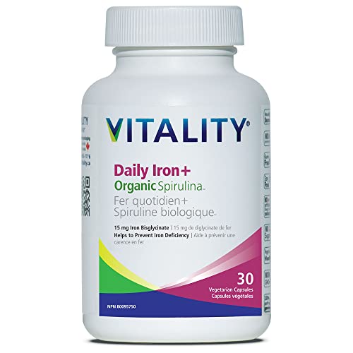 VITALITY Daily Iron + Organic Spirulina | 30 Veg Capsules