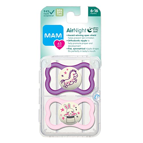 Air Night Pacifiers (2 pack), 6+ Months, Girl