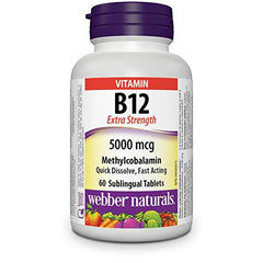 Vitamin B12 Extra Strength 5000 mcg Methylcobalamin Sublingual Tablets