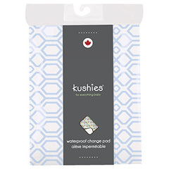 KUSHIES BABY DELUXE FLAT WATERPROOF CHANGING PAD MAT/LINER - 20" x 30" 100% COTTON FLANNEL UPPER - BLUE OCTAGON