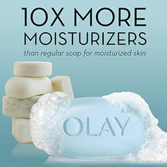 Olay Fresh Outlast Notes Of Purifying Birch Water & Lavender Beauty Bar, 113 g, 8 count, Blue and White