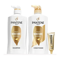 Pantene Shampoo Twin Pack With Hair Treament, Daily Moisture Renewal For Dry Hair, Safe For Color-Treated Hair (1,655 mL Total)