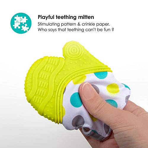 bblüv - Glüv – Food Grade Silicone Baby Teething Mitt with Opposable Thumb, Baby Teether with Stimulating Pattern for Self Soothing (Lime)