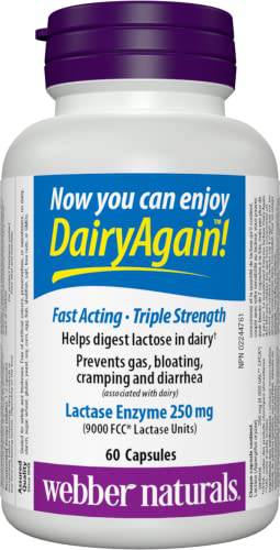 Dairy Again!™ Lactase Enzyme 250 mg Capsules