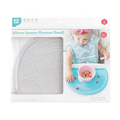 Bumkins Baby Silicone Sensory Placemat, for Babies and Toddlers, Suction Mat for Restaurants, Stick On High Chair or Table, Eating Finger Foods, Baby Led Weaning Essentials, Ages 6 Months Up, Marble