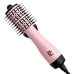 The Knot Dr BC114C All-in-One Mini Oval Dryer Brush. Dry and Style For All Hair Types, Pink