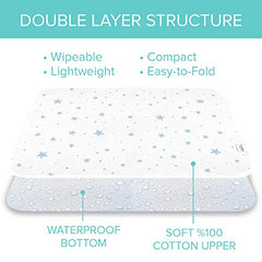 Kushies Deluxe Waterproof Changing Pad Liners - 20 x 30 inches Baby Changing Table Liners - Baby Changing Pads - Diaper Changing Flat Liner Pad Waterproof Portable (White w/Blue Stars)