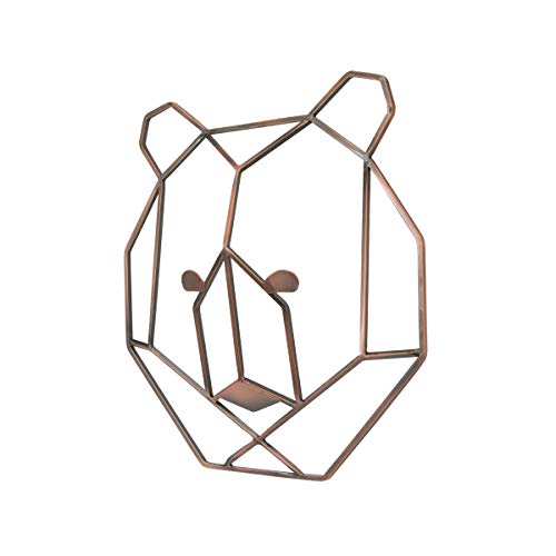 NoJo Mountain Patchwork Metallic Copper Wire Shaped Bear Head Wall Art