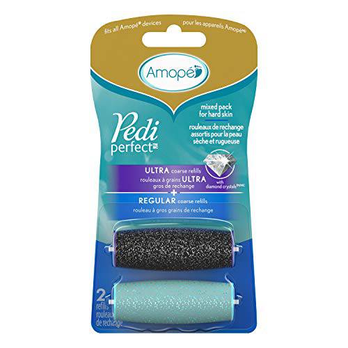 Amopé® Pedi Perfect™ Mixed Pack Roller Heads Ultra Coarse & Regular Coarse, 2 refills