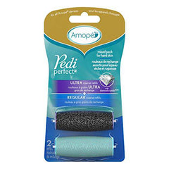 Amopé® Pedi Perfect™ Mixed Pack Roller Heads Ultra Coarse & Regular Coarse, 2 refills