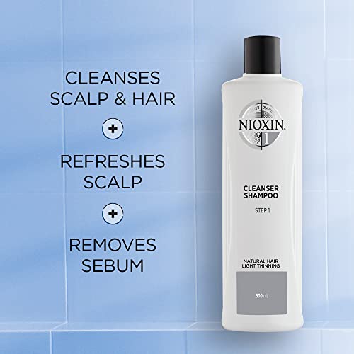 Nioxin System 1 Cleansing Shampoo with Peppermint Oil, For Natural Hair with Light Thinning, 16.9 fl oz