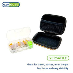 EZY DOSE Hard Sided Pill Case, Features Zippered Pouch, Easy to Use Design, Perfect for Travel and Daily Usage, 8-Comparments, BPA Free, Tortoise