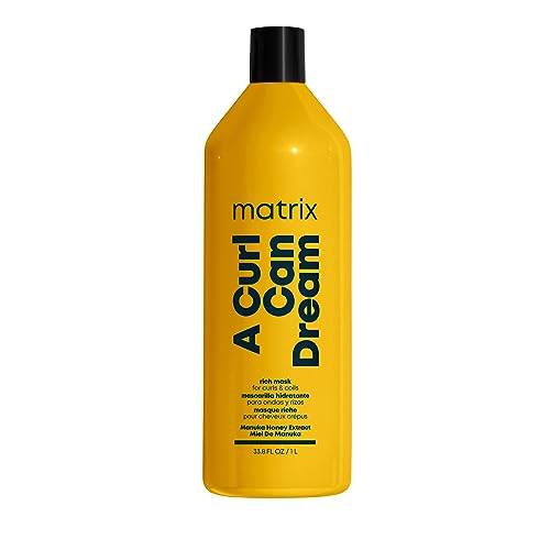 Matrix Curlay Hair Rich Mask, Hydrating & A Curl Can Dream Deep Conditioning Leave-In Mask, For Curly & Coily Hair, Sulfate & Paraben Free, Preserves Curl Pattern, 1000ml (Packaging May Vary)