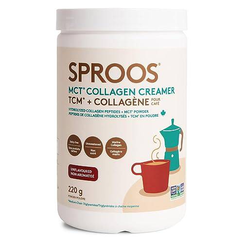 Sproos MCT Collagen Creamer | 5 G Wild-Caught Marine Collagen, 5 G MCT Powder | Dairy Free - 220g Tub