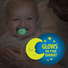 Dr. Brown's PreVent Pacifiers – Glow-In-The-Dark, Stage 2, 6-18 months, 2 Pack, Blue Camping and Moon