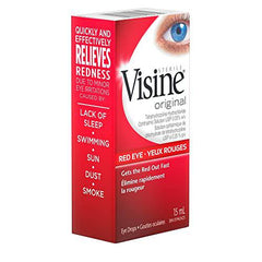 Visine Original Eye Drops, Eye Irritation, Dust, Smoke, Dry Eyes, Red Eyes, Tetrahydrozoline Hydrochloride Ophthalmic, 15mL