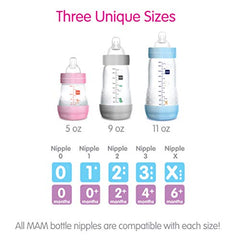 MAM Easy Start Anti-Colic Bottle 5oz (2 count), MAM Baby Bottle with Slow Flow Nipple, Breastfed Baby Feeding Essentials, Boy