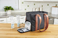 Dr. Brown's Breast Pump Carryall Tote Bag, Black & Leather Brown