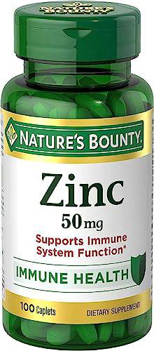 Nature's Bounty Zinc Supplement, Helps Maintain Immune Function, 50mg, 100 caplets, Multi-colored