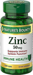 Nature's Bounty Zinc Supplement, Helps Maintain Immune Function, 50mg, 100 caplets, Multi-colored