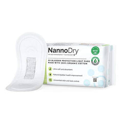 NannoDry Natural Incontinence Pads - Organic Cotton Bladder Leakage Pads - Pregnancy, Postpartum & Menopause Pads for Women and Men - 20 Light Incontinence Pads (20 Count (Pack of 1))