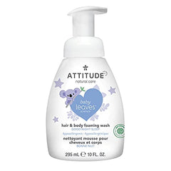 ATTITUDE 2-in-1 Hair and Body Foaming Wash for Baby, EWG Verified, Dermatologically Tested, Made with Naturally Derived Ingredients, Vegan, Almond Milk, 295 mL