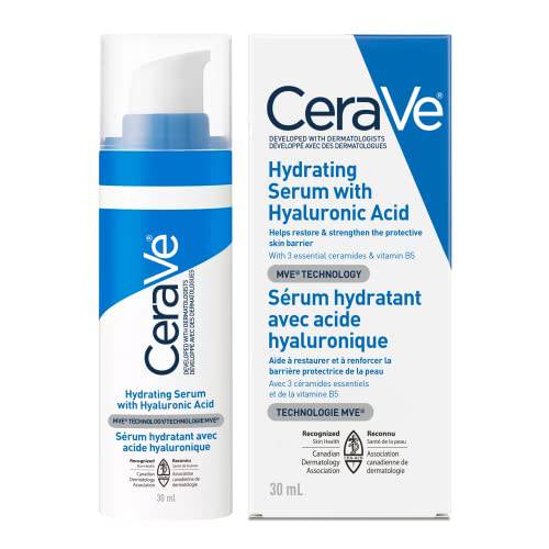 CeraVe HYALURONIC ACID Face Serum, Hydrating Serum for Face with Vitamin B5 & Ceramides, for Men & Women, Normal To Dry Skin. Fragrance Free, Non-Comedogenic, Paraben-Free, 30ML