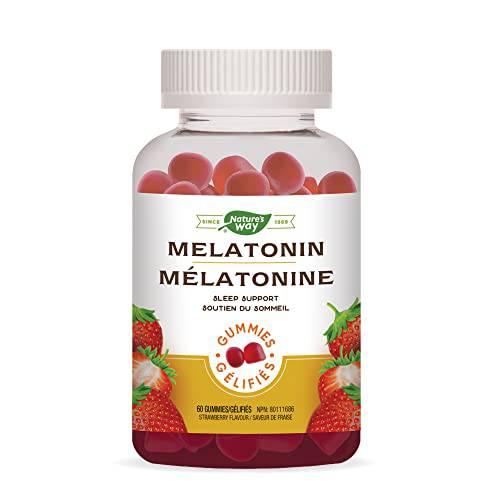 Nature's Way Melatonin Gummies – Sleep Support Supplement for Adults – Strawberry Flavour, 60 Gummies