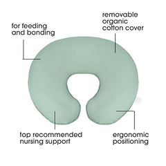 Boppy Nursing Pillow Organic Original Support, Soft Pine, Ergonomic Nursing Essentials for Bottle and Breastfeeding, Firm Hypoallergenic Fiber Fill, with 100% Organic Cotton Nursing Pillow Cover