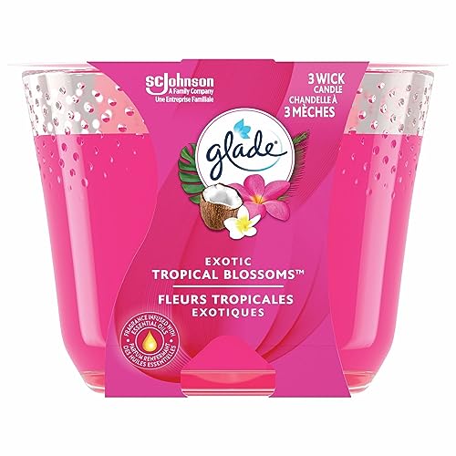 Glade Scented Candle, Exotic Tropical Blossoms, 3-Wick Candle, Air Freshener Infused with Essential Oils for Home Fragrance, 1 Count