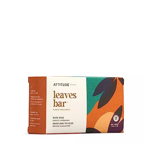 ATTITUDE Bath and Shower Body Soap Bar, EWG Verified and Plastic-free Body Care, Vegan and Cruelty-free, Orange Cardamom, 113 g