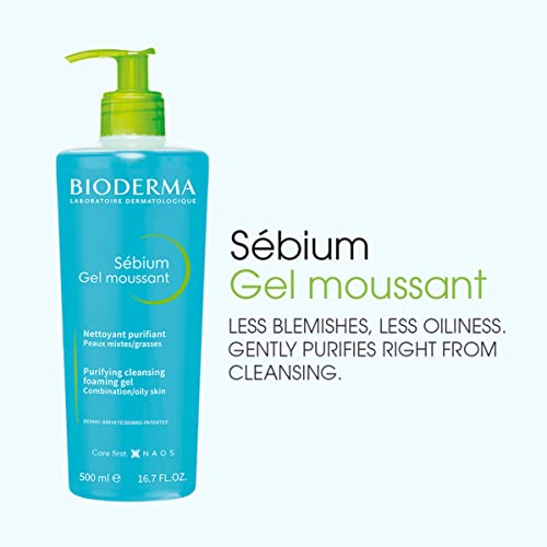 Bioderma - Sébium - Foaming Gel Pump - Cleansing and Make-Up Removing - Skin Purifying - for Combination to Oily Skin - 16.7 fl.oz.