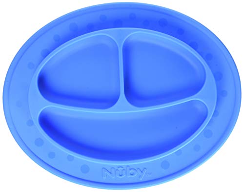 Nuby 537075BL Sure Grip Silicone Miracle Mat Section Plate, Blue