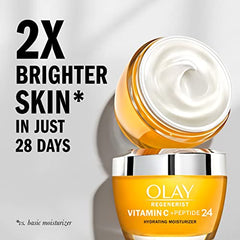 Olay Regenerist Vitamin C + Peptide 24 Duo Pack, Cleanser 150mL (5 fl oz), Moisturizer 48g (1.7 oz) Silver and Orange ,2.0 count