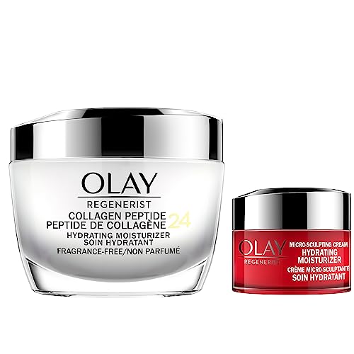 Olay Regenerist Collagen Peptide 24 Hour Face Moisturizer with Vitamin B3, Niacinamide, Fragrance-Free 50 ML + Micro-Sculpting Cream Travel/Trial Size Gift Set