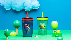 Zak Designs The Super Mario Bros. Movie Kelso Toddler Cups for Travel or at Home, 15oz 2-Pack Durable Plastic Sippy Cups with Leak-Proof Design is Perfect for Kids (Mario & Luigi)