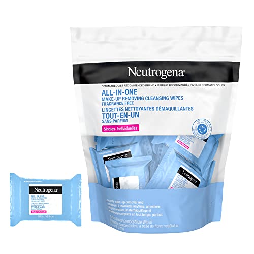 Neutrogena Make-up Remover Cleansing Wipes, Alcohol & fragrance-free, Facial Wipes, 20 Single wrapped wipes