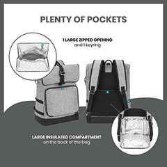 Babymoov Sancy Diaper Bag Backpack Unisex Back Pack with Heavy Duty Roll-Top Closure, Large Insulated Compartment, Changing Pad and Accessories, Grey