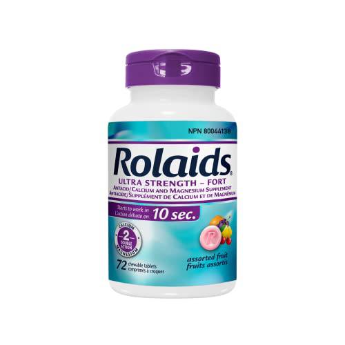 Rolaids Ultra Strength Antacid, Fruit Flavour, 72 Count, Fast & Effective Relief of Heartburn