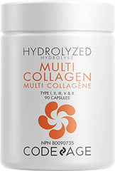 Codeage Multi Collagen Protein Capsules, Type I, II, III, V, X, Grass Fed & Hydrolyzed Collagen Pills Supplement, All in One Collagen, Bone Broth, Amla Berry Source of Vitamin C, Non-GMO, 90 Count