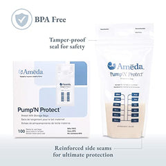 Ameda Pump'N Protect Breast Milk 6oz Storage Bags, 100pc, Resealable Breast Milk Storage Bags for Refrigerator or Freezer, BPA Free, Breastfeeding Equipment & Pumping Accessories