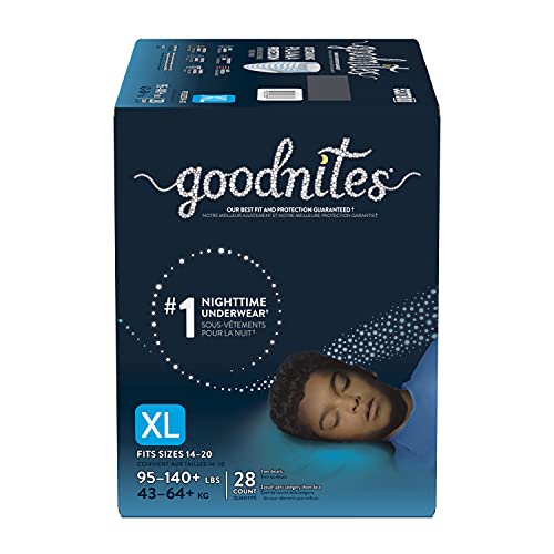 Huggies Goodnites Boys Bedwetting Night Time Underwear, Goodnites, XL (95-140+ lb.), 28 Ct