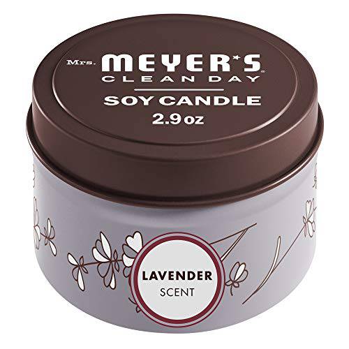 MRS. MEYER'S CLEAN DAY Soy Tin Candle, 12 Hour Burn Time, Made with Soy Wax and Essential Oils, Lavender, 2.9 Oz