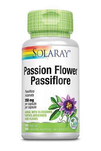 SOLARAY – Passion Flower, 350mg | Herbal Support | Passiflora Incarnata, Aerial with Blossoms | Dietary Supplement | Non-GMO, Vegan, Lab Verified | 100 Vegetarian Capsules