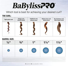 BaBylissPRO Nano Titanium Extended Barrel Curling Iron, 1 inch, 1 Count