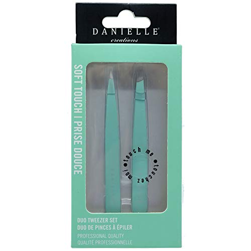 Soft Touch Slant and Point Stainless Steel Tweezers, Seafoam