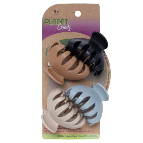 Planet Goody Spider Claw Hair Clip, 4-Count - Assorted Neutral Colors - Medium to Long Hair - Long-lasting & Will Not Slip - Pain-Free Hair Accessories for Women, Men, Boys & Girls - All Hair Types